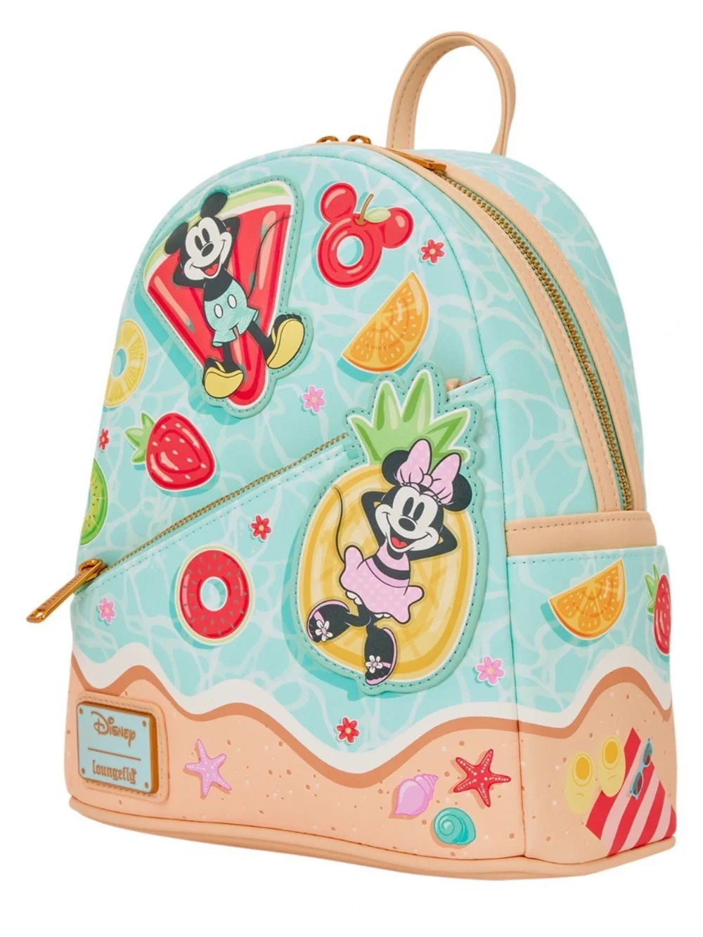 NEW w Tags Mickey Minnie Summer Beach Fun Fruit Floaties Loungefly Mini Backpack